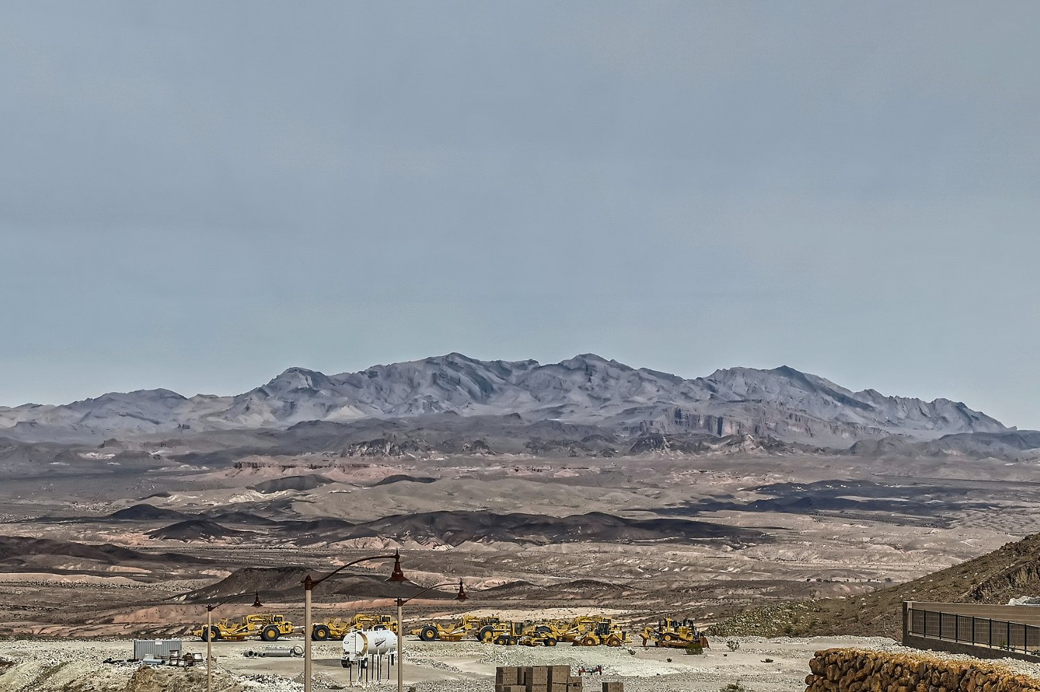A snowy mountain range.