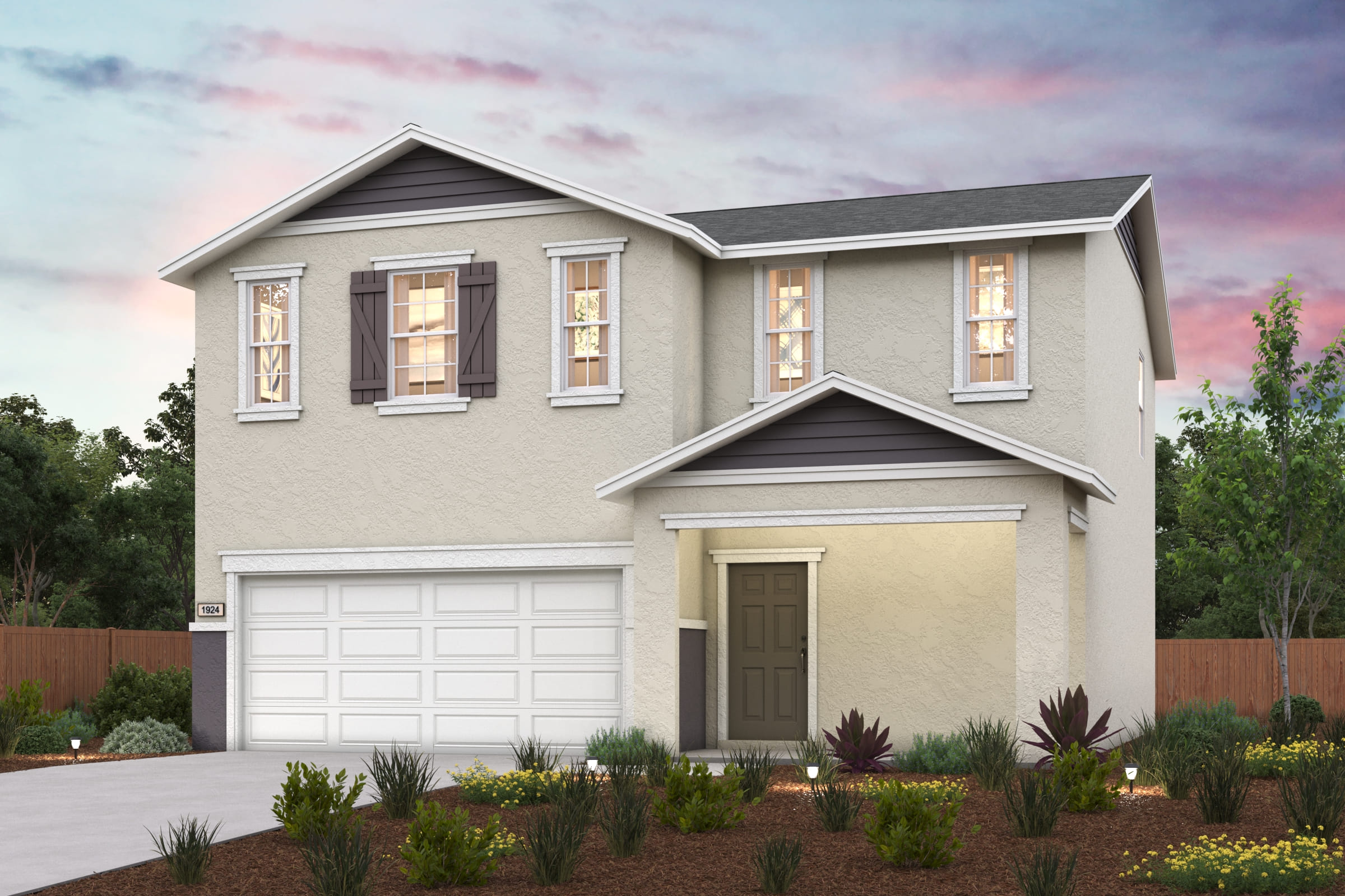 A house with a garage.