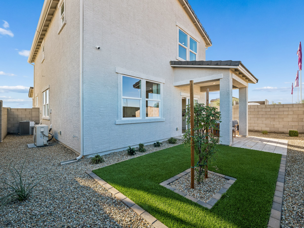 A house with a small garden.