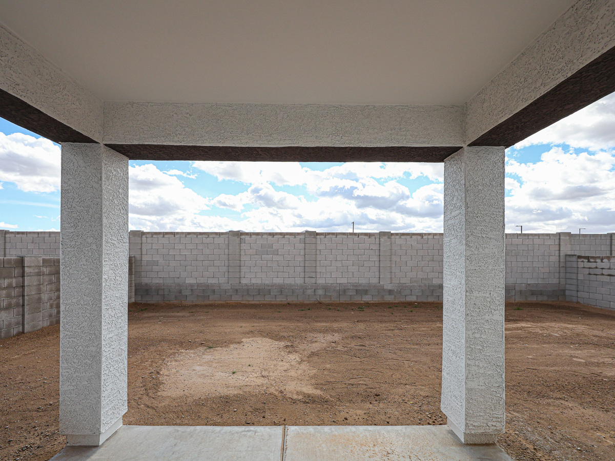 A concrete structure with pillars.