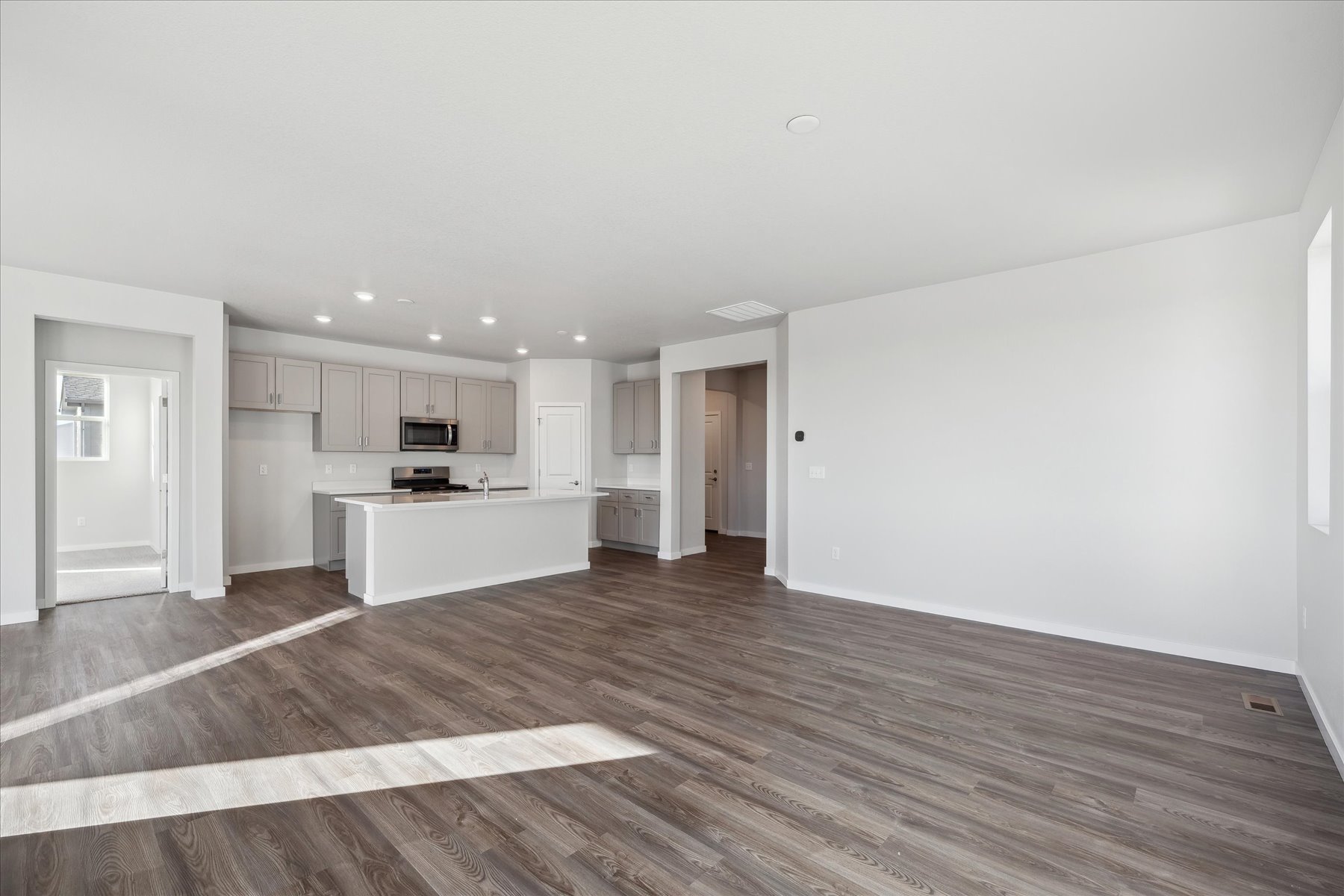 A large empty living room.