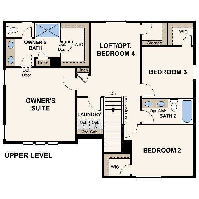 Diagram, engineering drawing. Ontario Floorplan, Upper Level 