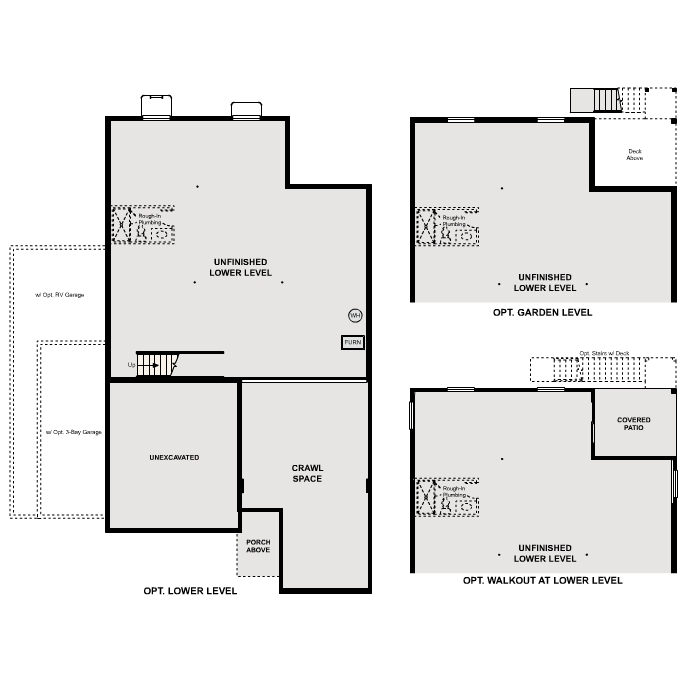 Diagram, engineering drawing. Livingston Floorplan, Basement Options