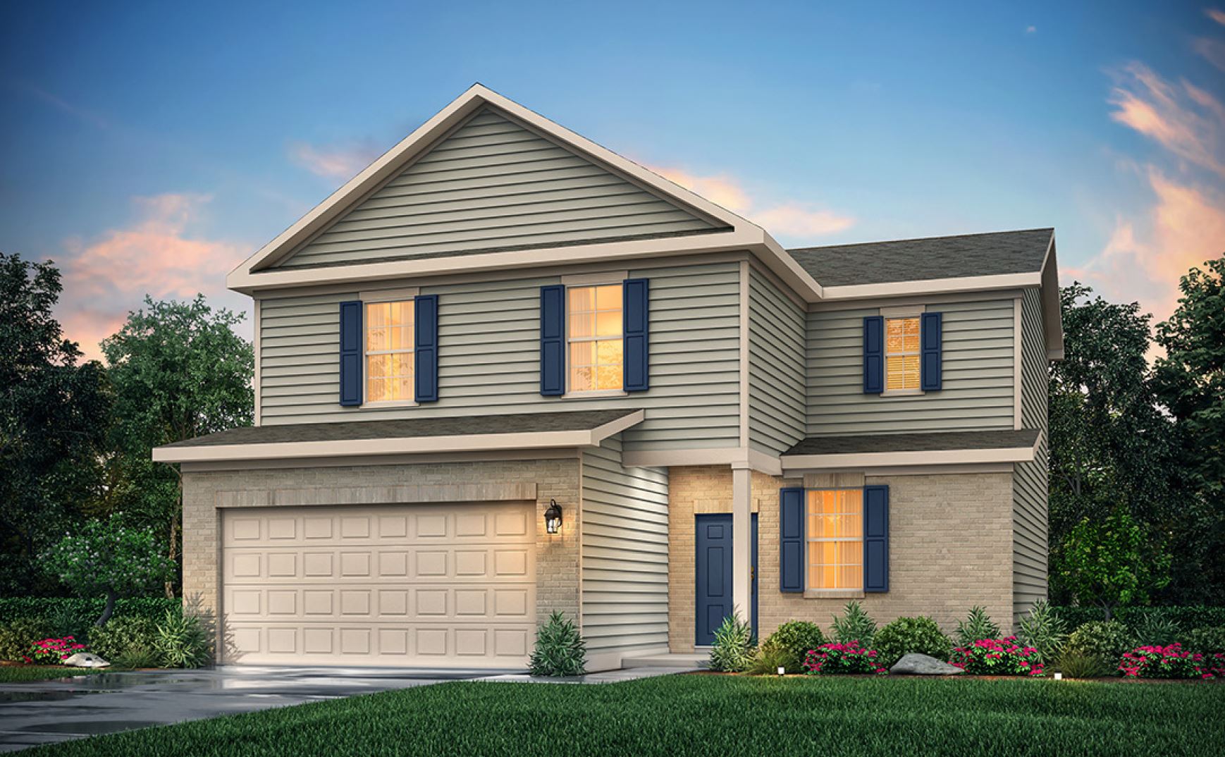 A house with blue shutters.
