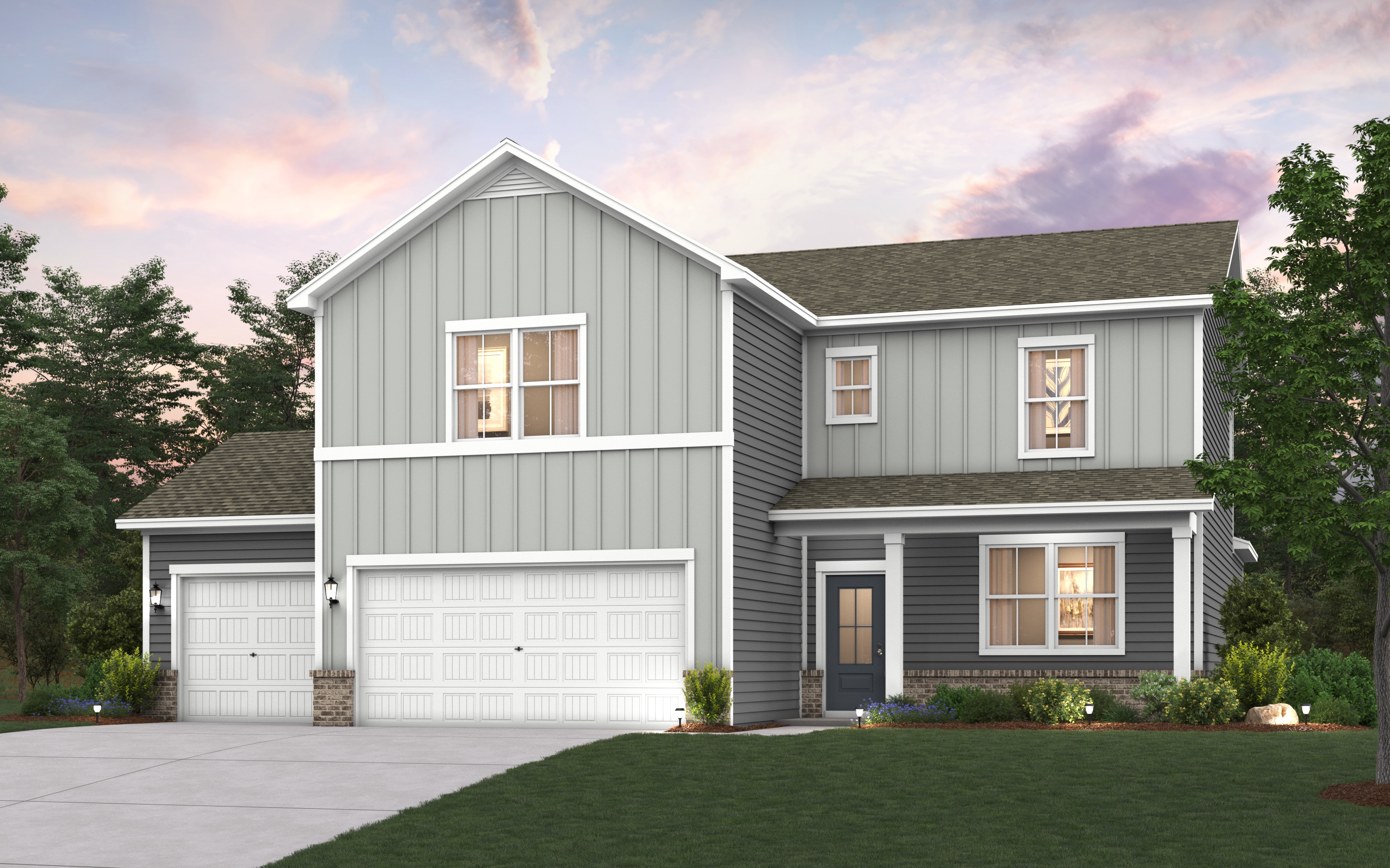 A house with a garage.