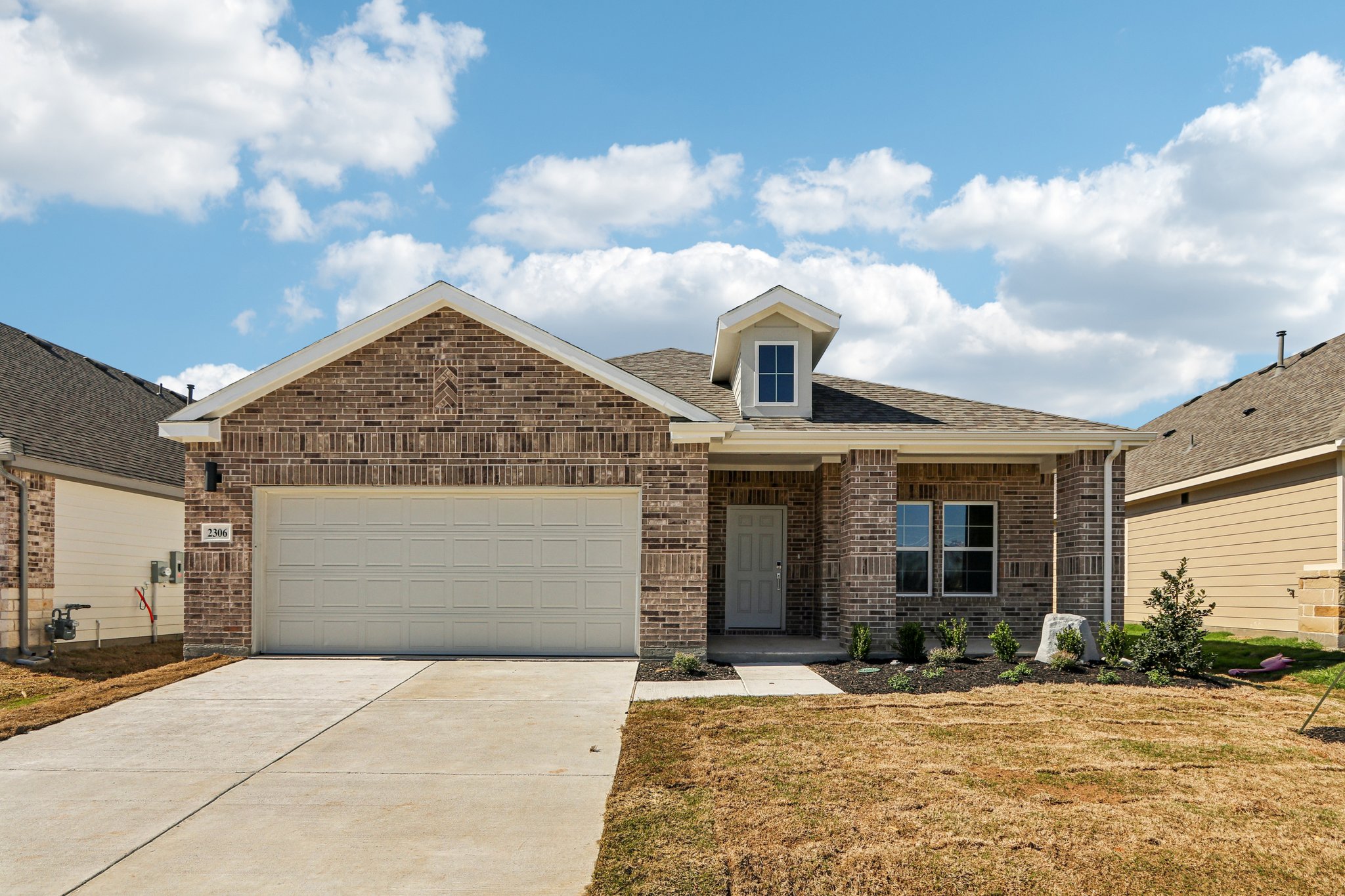 A house with a garage.