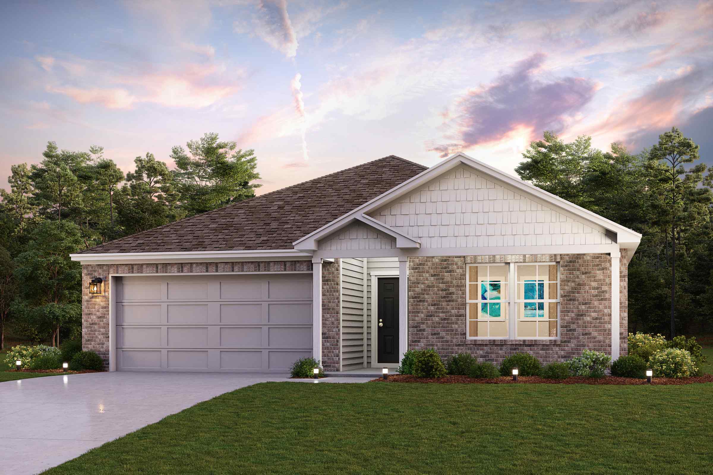 A house with a garage.