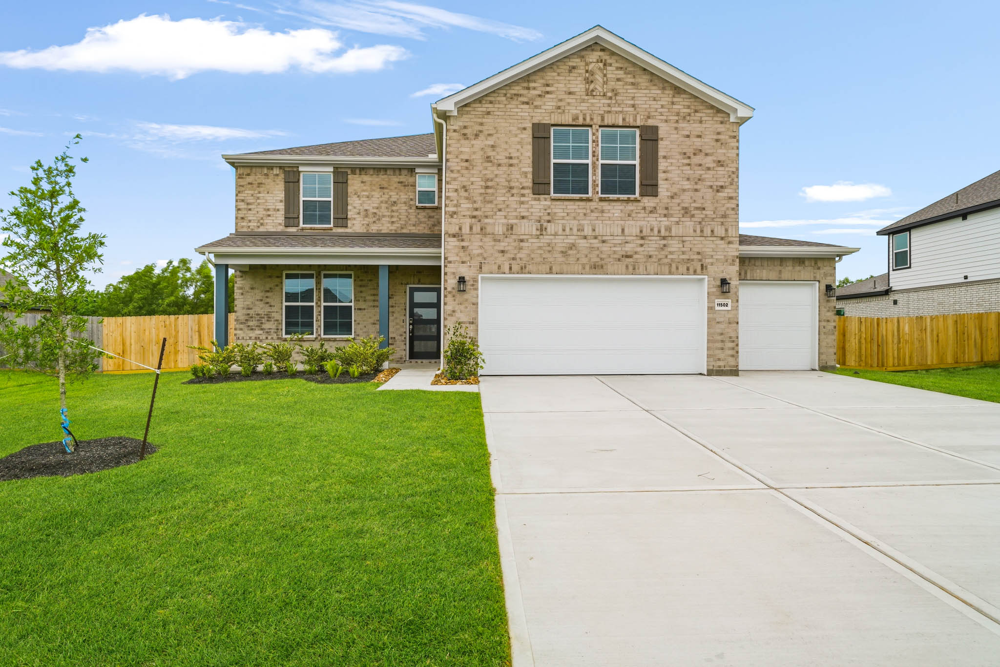 A house with a driveway.
