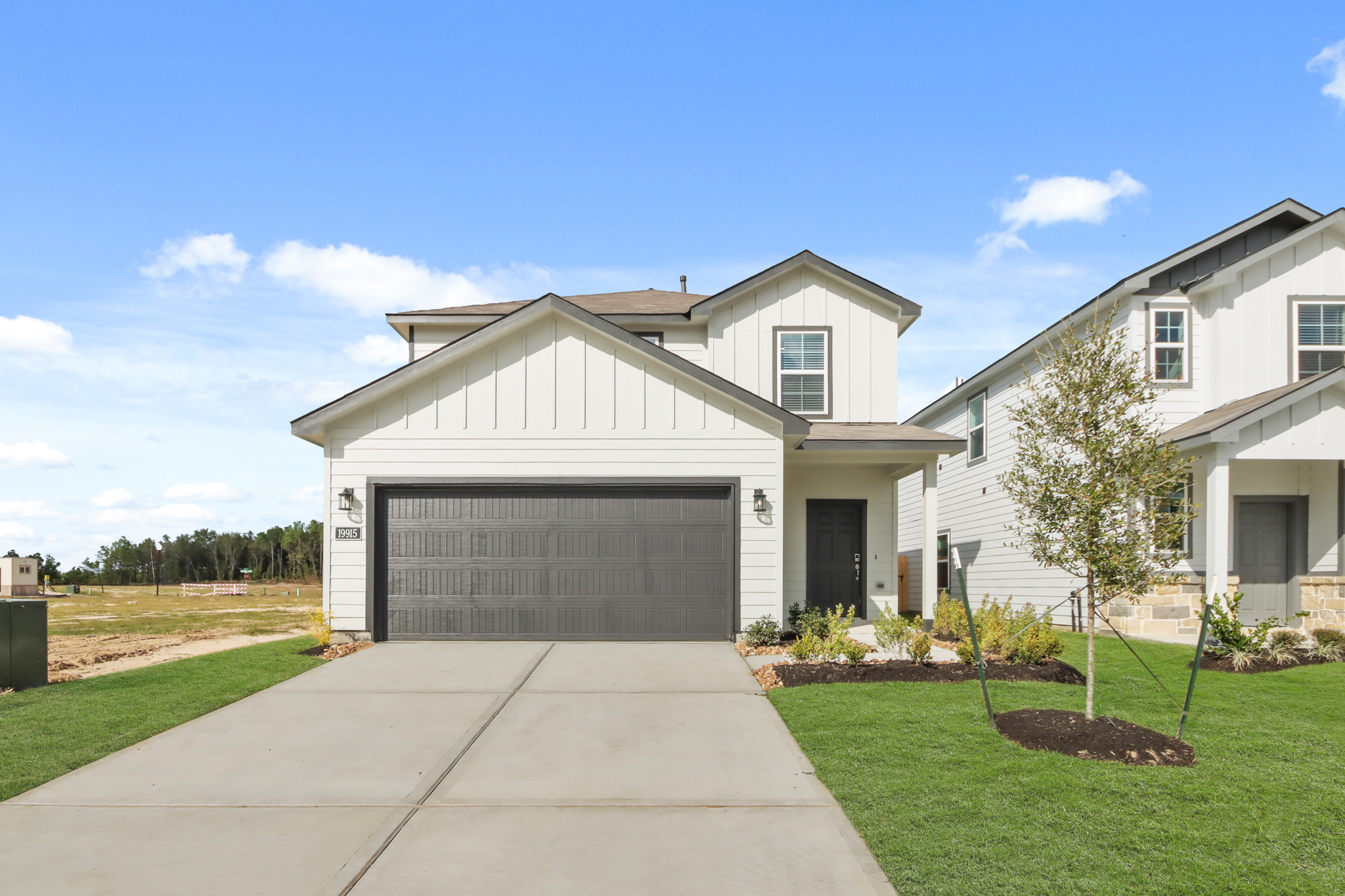 A house with a garage.