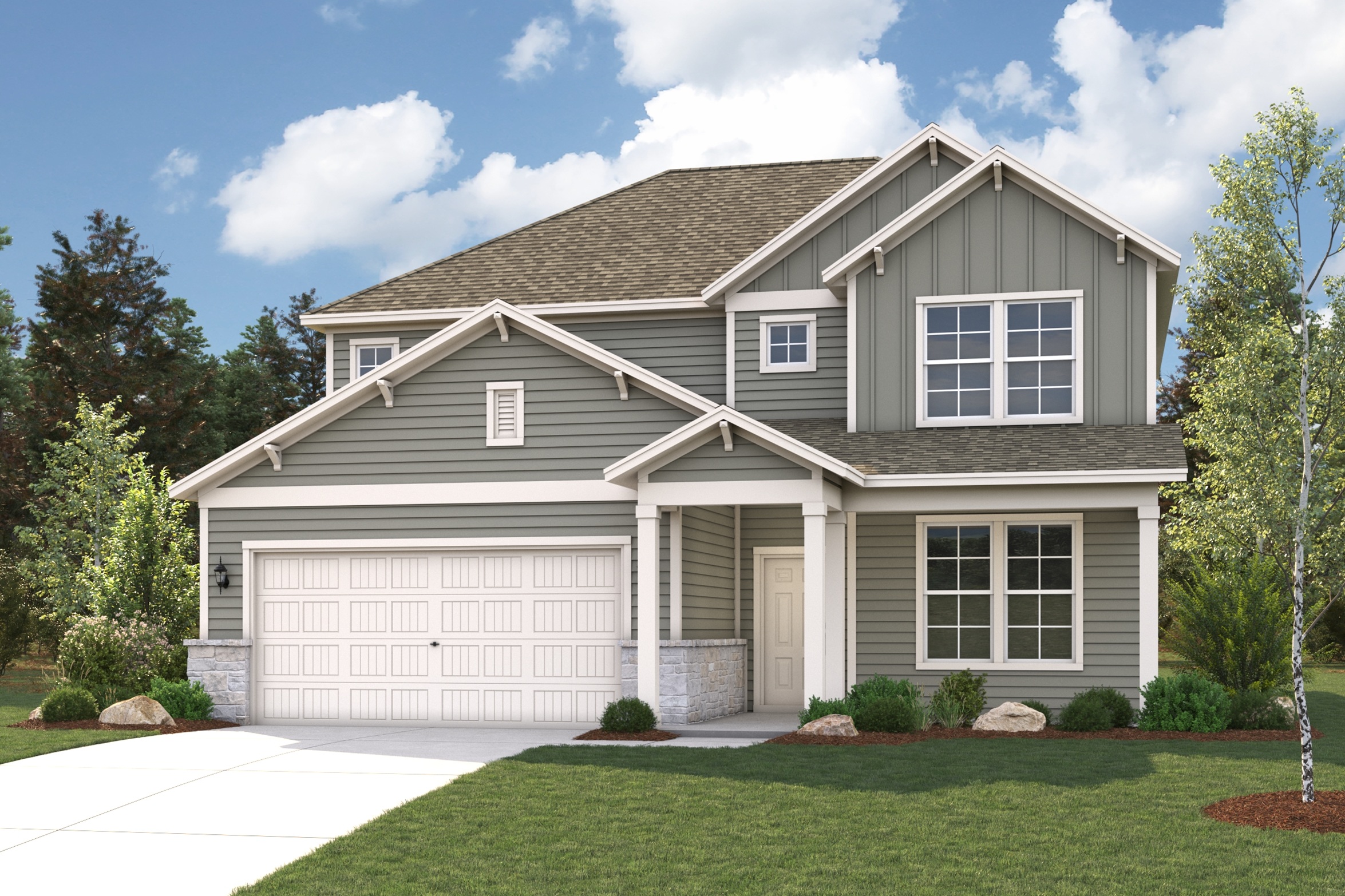 A house with a garage.