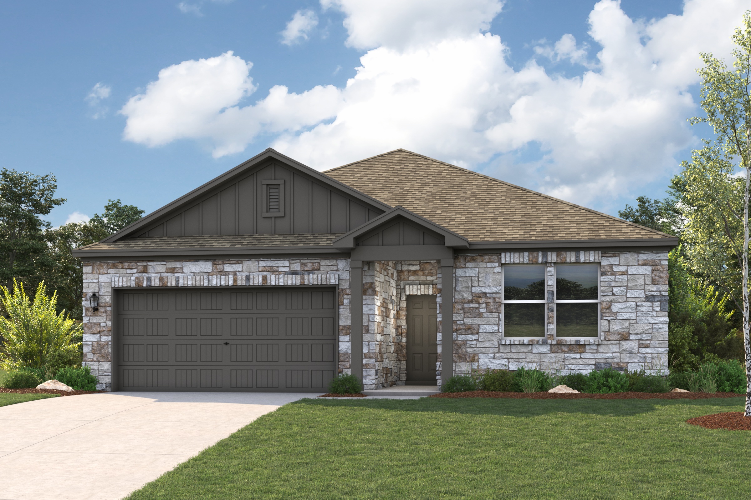 A house with a garage.