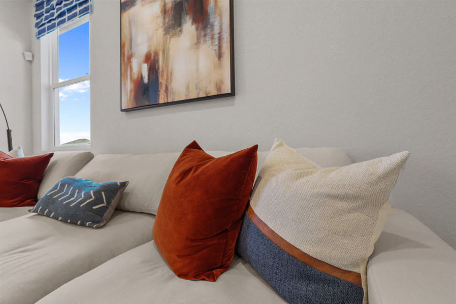 A bed with pillows.