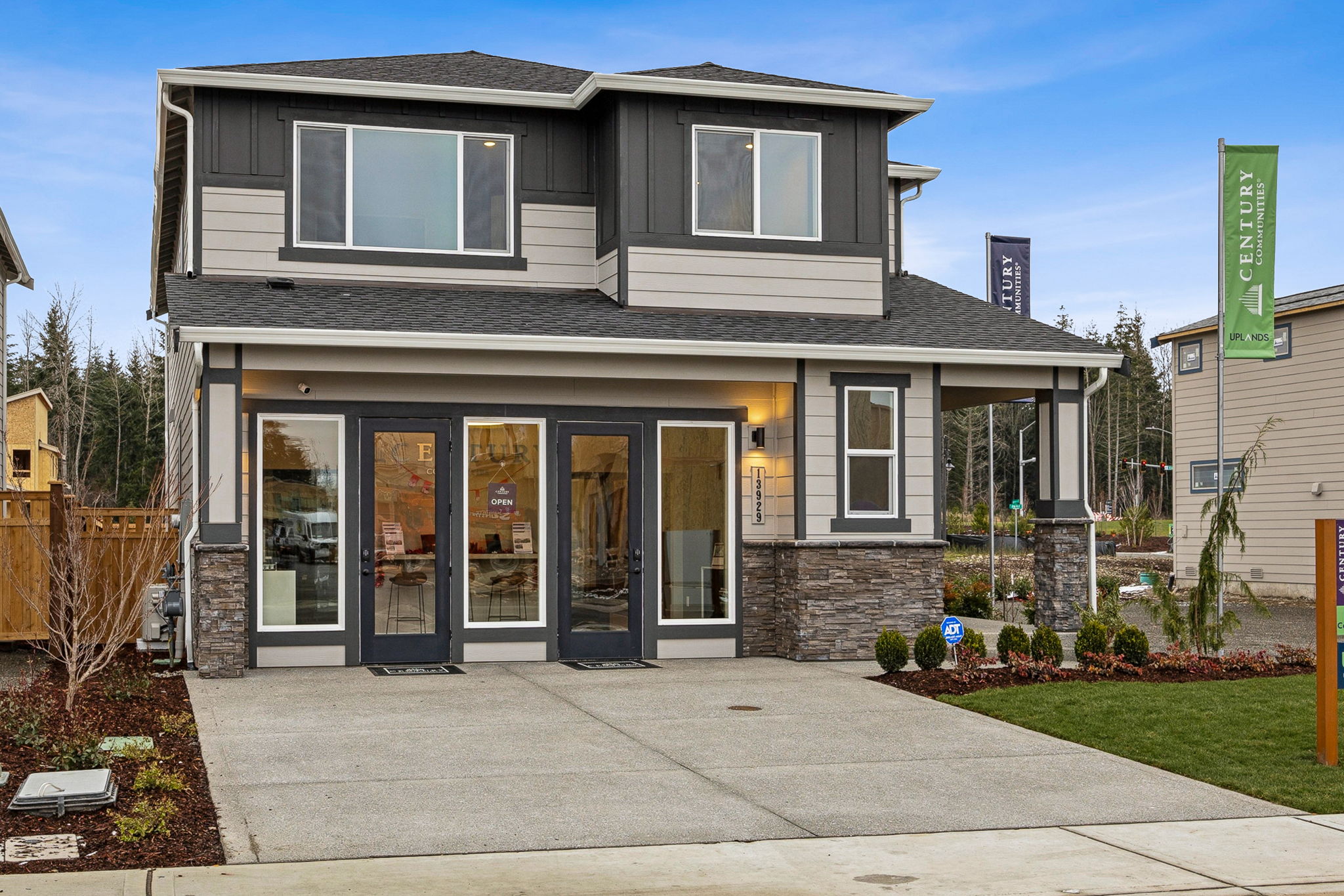 A house with glass doors.