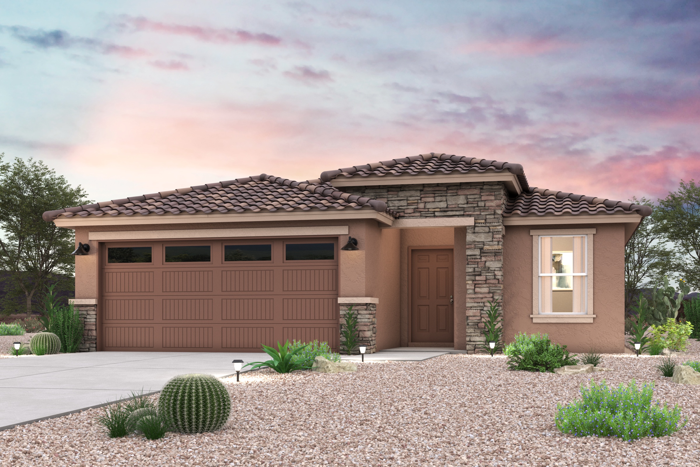 A house with a garage.