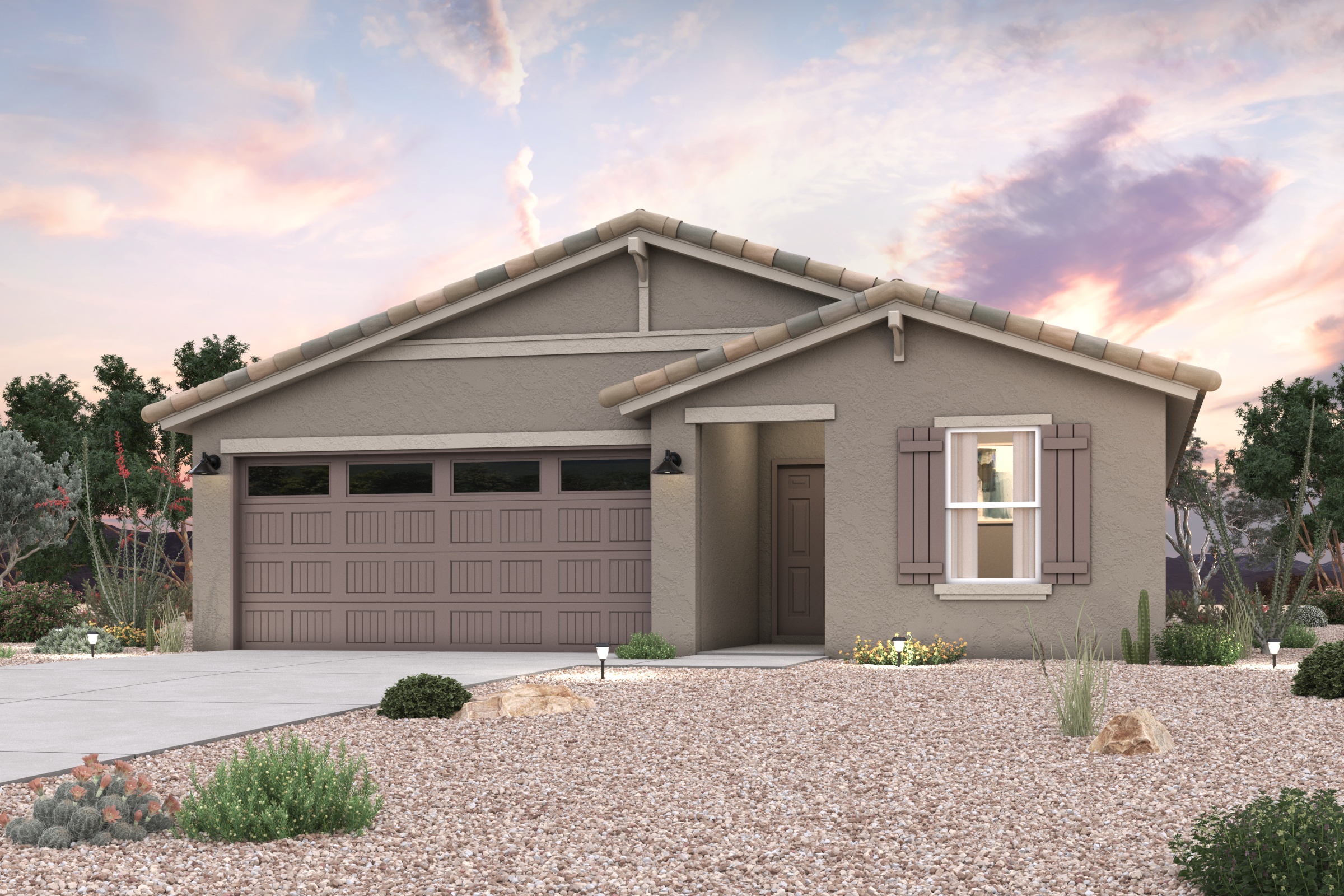 A house with a garage.