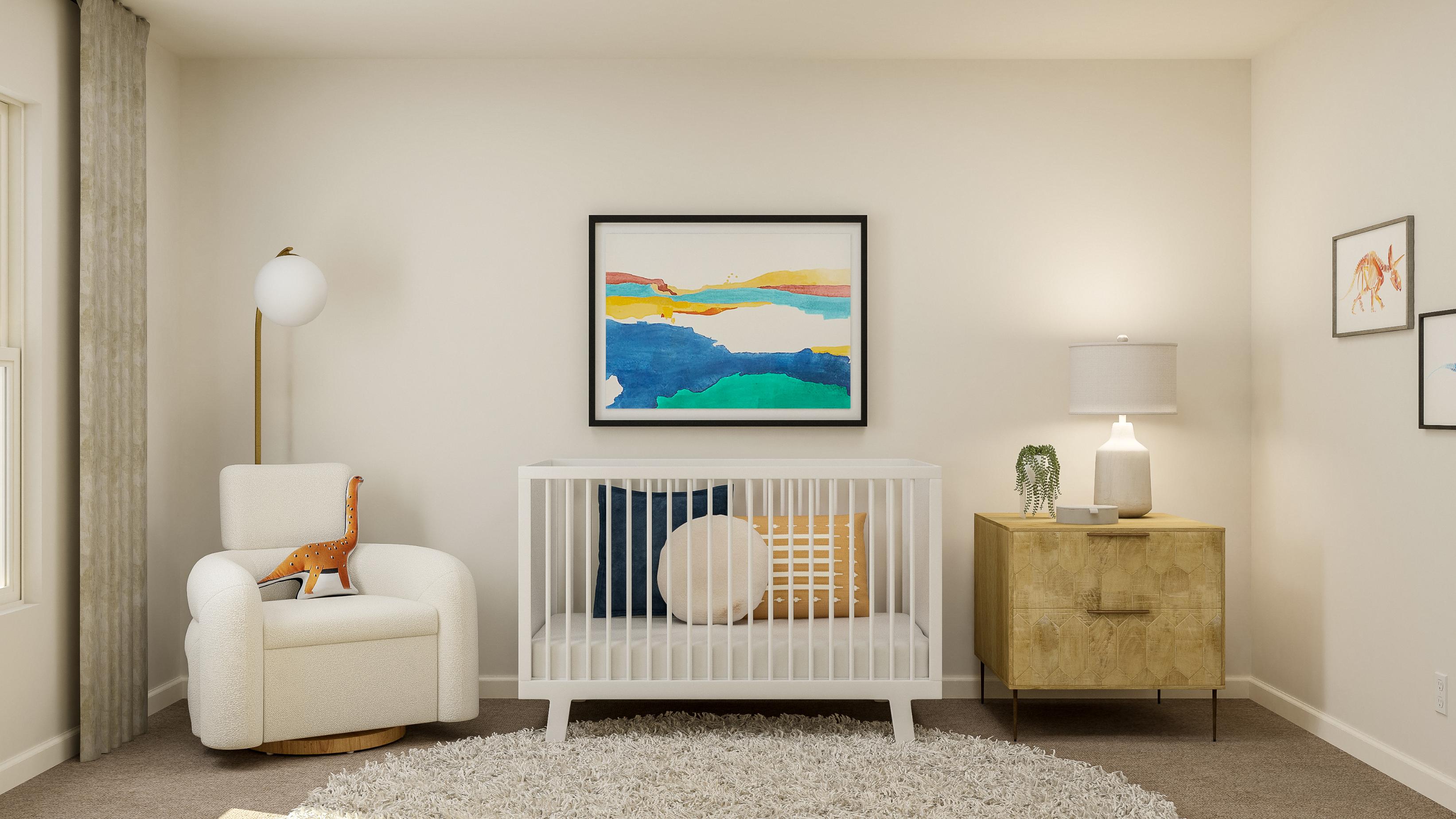 A room with a white chair and a white radiator.