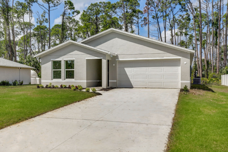 A house with a garage.